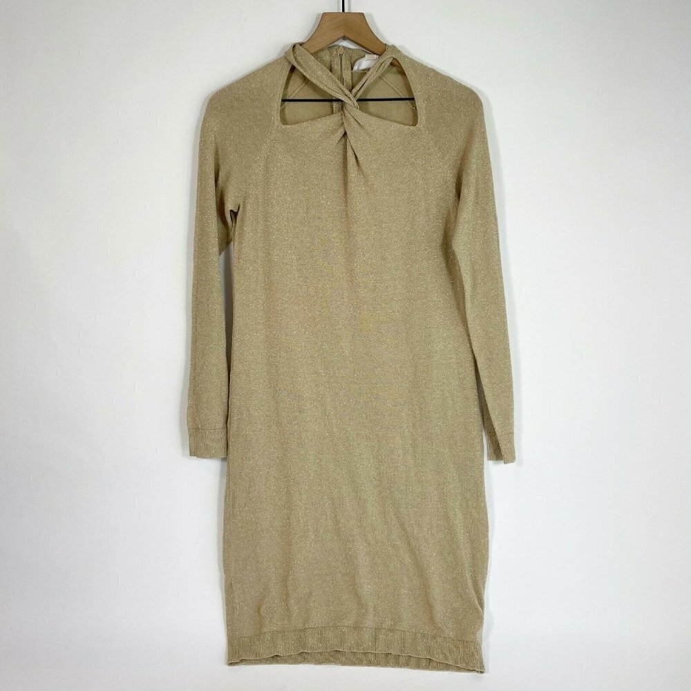 Michael Kors Khaki Metallic‎ Twist Sweater Dress M